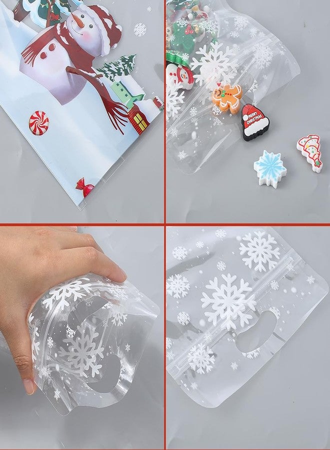 SOFPLATE 50Pcs 8.9 x 6.1 Inch Christmas Ziplock Bags Bulk Candy Zip Lock Bags PET Plastic Small Resealable Colorful Snowman Self Sealing Pouches for Christmas Candy Cookie Party Favors Gifts Packaging - Image 4